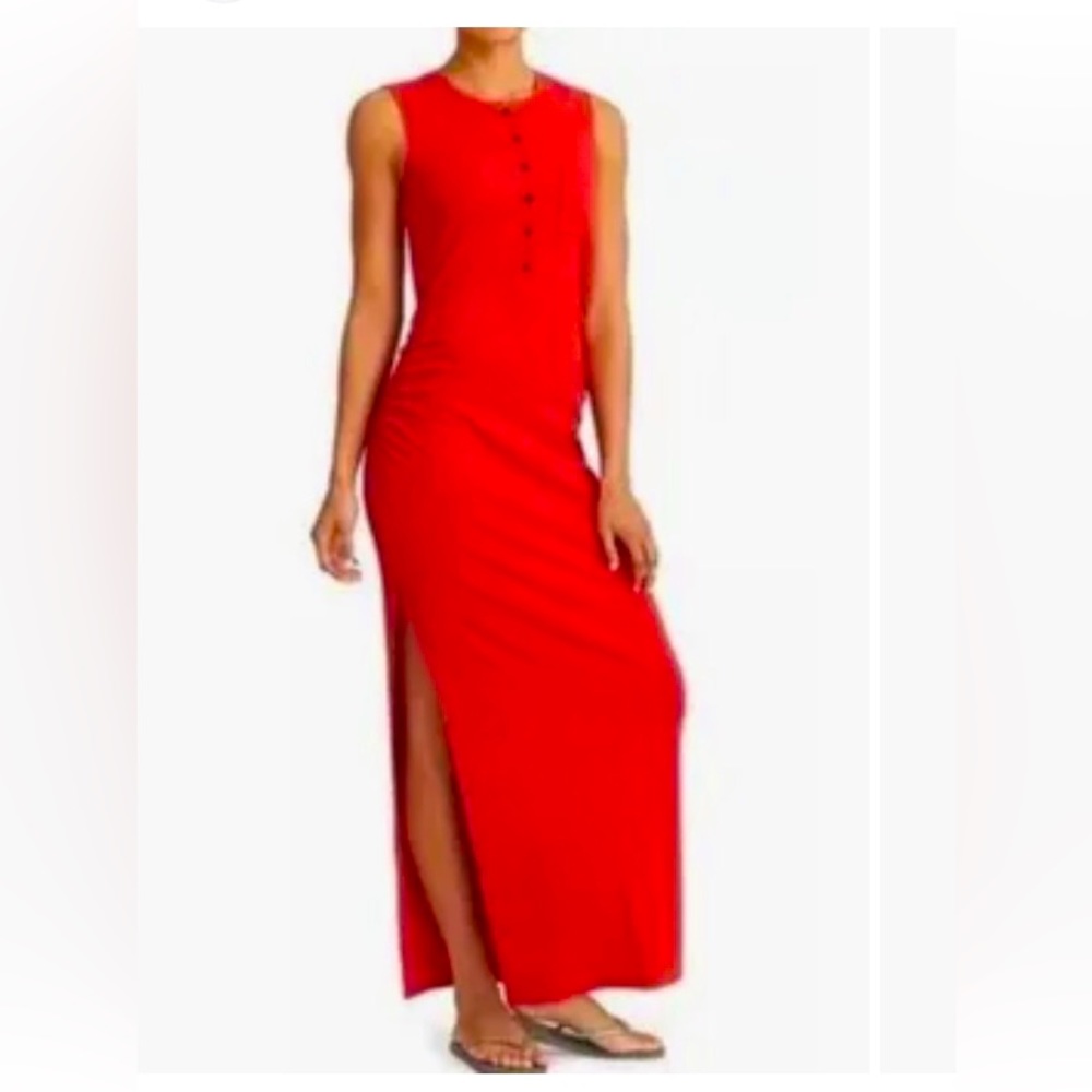 Athleta Red Ribbed Long Fitted Dress. Wore once. Washed. Size XS.